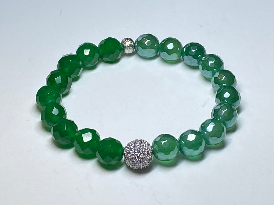 Jade and Agate Pavé  bead bracelet