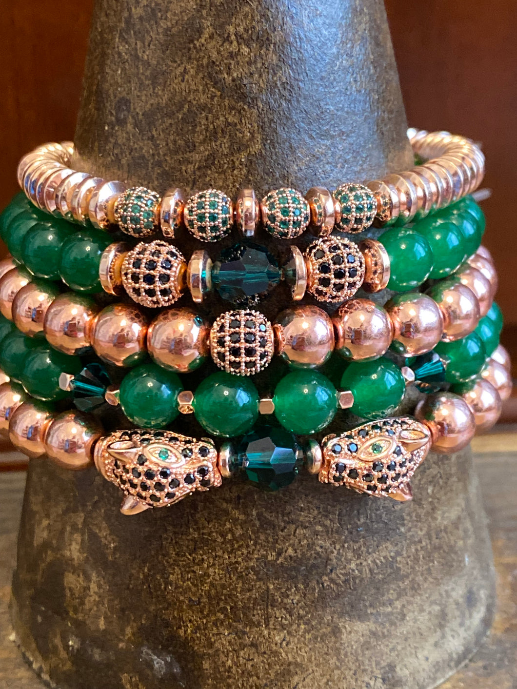 Pavé/ Swarovski and Gemstones Bracelet Set