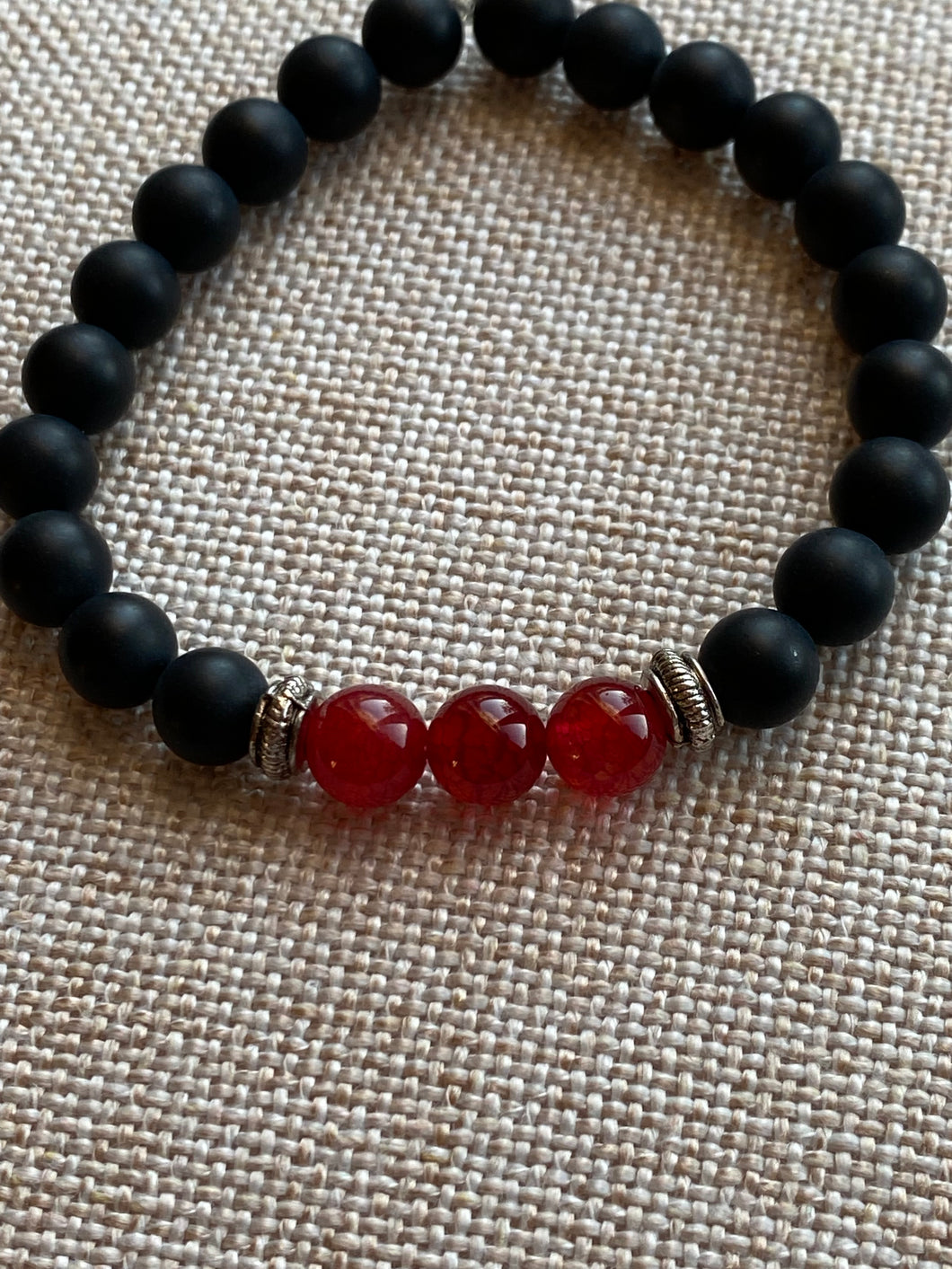 Red Agate and Black Onyx Bracelet