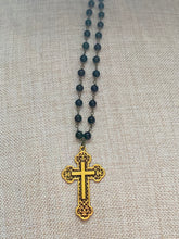 Load image into Gallery viewer, Semi Precious Gemstone  Necklace &amp; Brass cross
