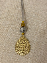 Load image into Gallery viewer, Filigree Pendant and Suede String Necklace
