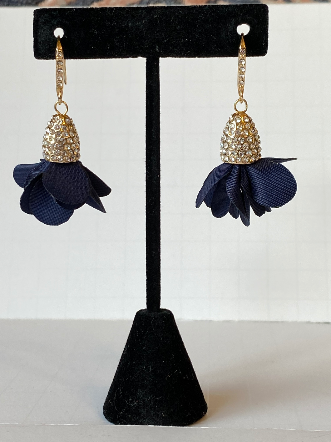Pavé Fabric Flower Earrings