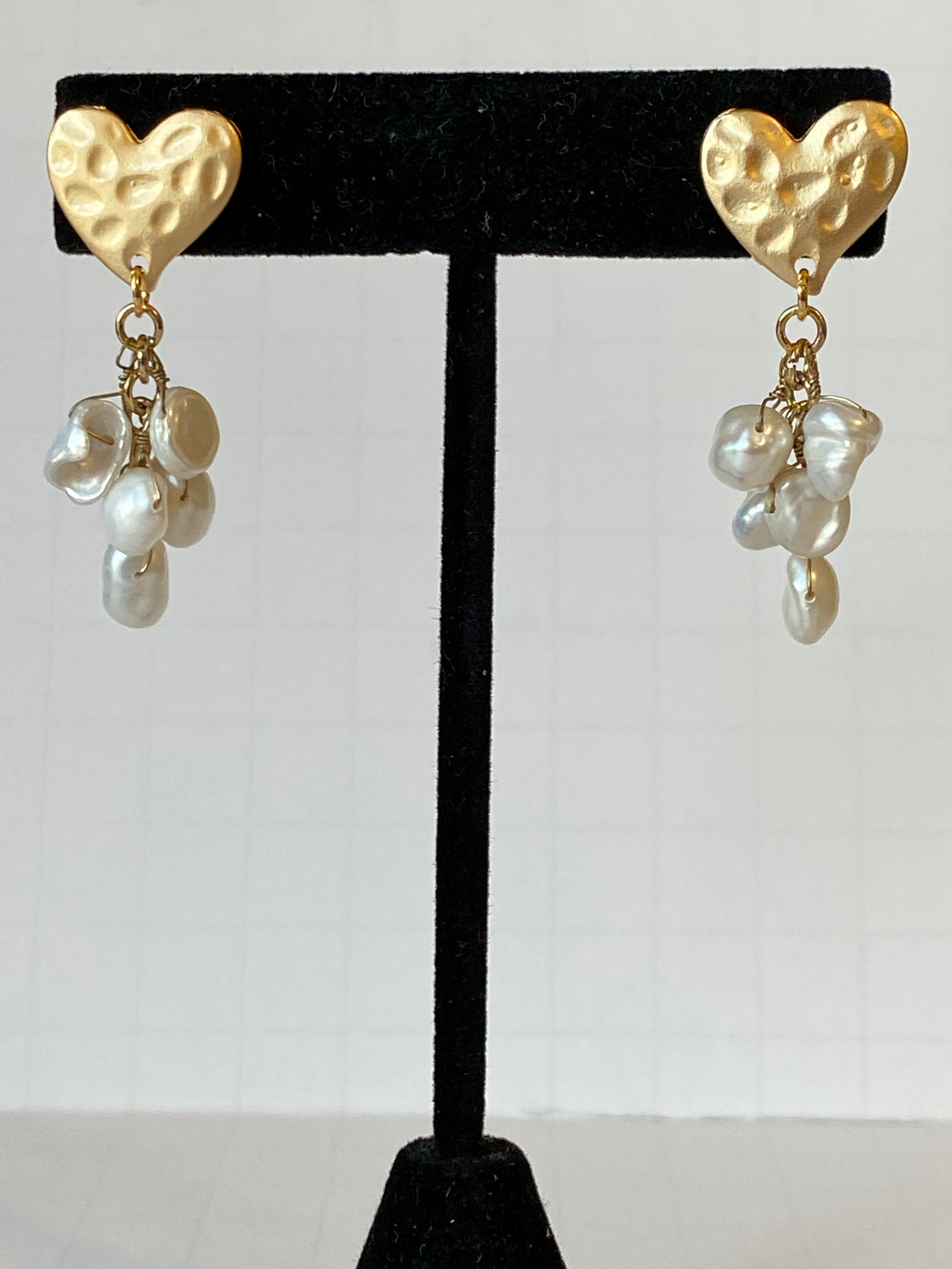 Heart and Freshwater Pearl  Earrings