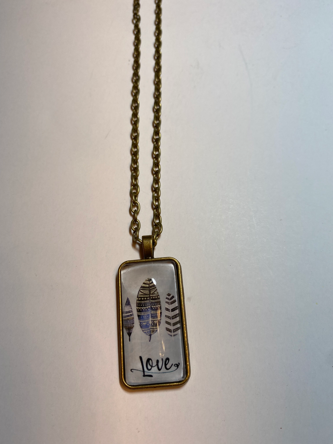 “Love” Brass Pendant Chain Necklace