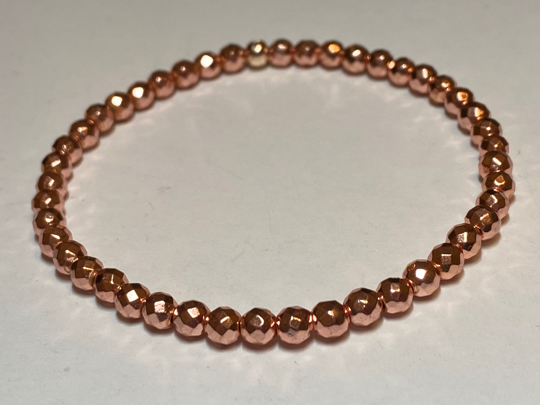 Faceted Metallic Hematite 4mm Bead Accent Bracelet