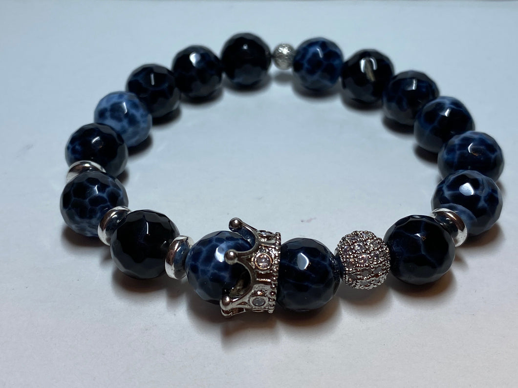 Pavé  crown and bead bracelet