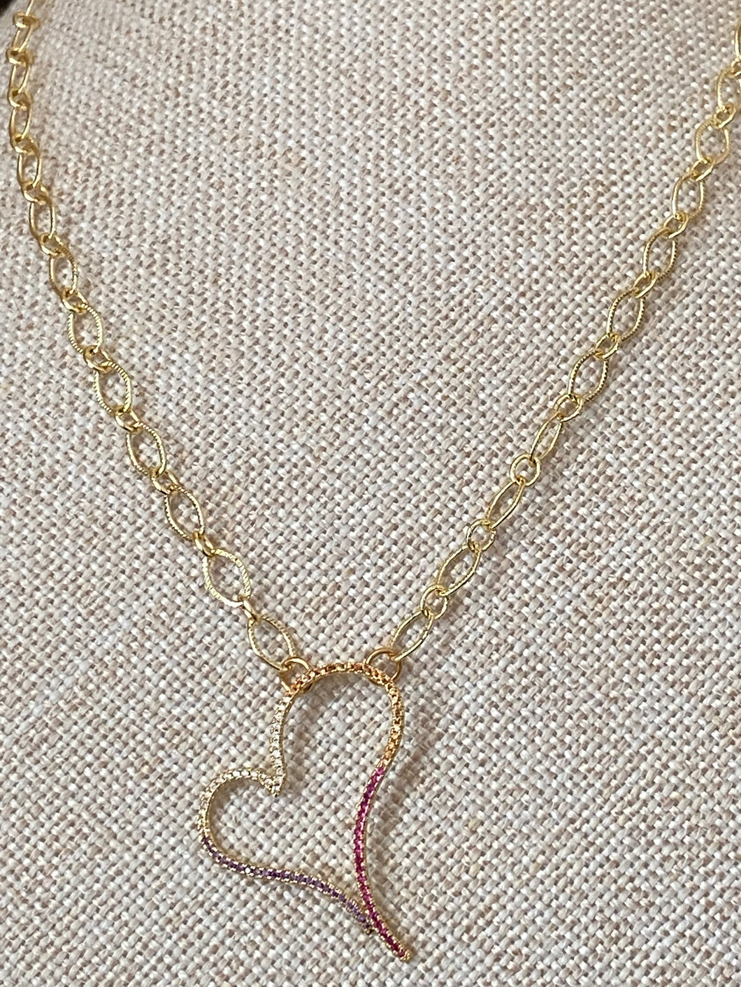 Multicolor Crystal Heart Necklace