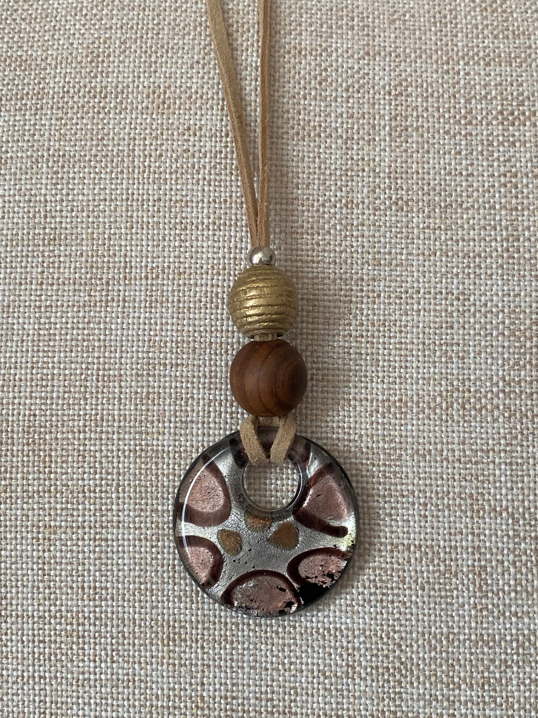 Spot Glass Pendant and Suede String Necklace