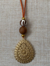 Load image into Gallery viewer, Filigree Pendant and Suede String Necklace

